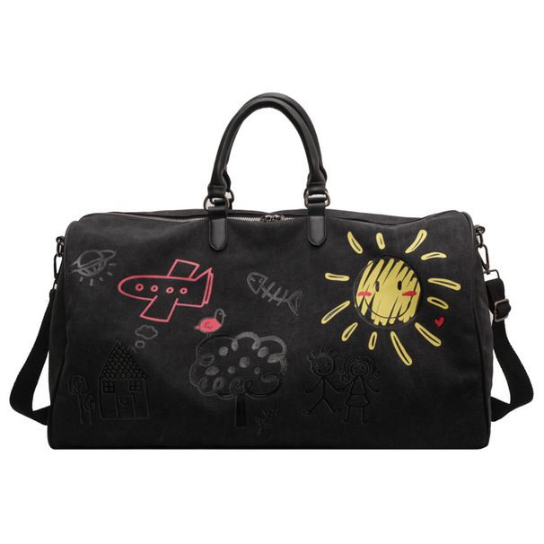 Canvas Travel Bag, Large Capacity Women's Hand-held Travel Bag, Lightweight Sports And Fitness Bag, Luggage Bag_desvips.com