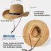 Straw Hat Men's Summer American Beach Hat Men's Sun Protection Mountaineering Sun Hat Men's Western Denim Travel Straw Hat_desvips.com