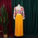 Women's Clothing women's summer new fashion V neck printed top pleated long skirt two piece suit_desvips.com