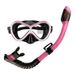 Children's silicone snorkeling two-piece set anti-fog toughened glass mask mirror anti-choking all dry breathing tube_desvips.com