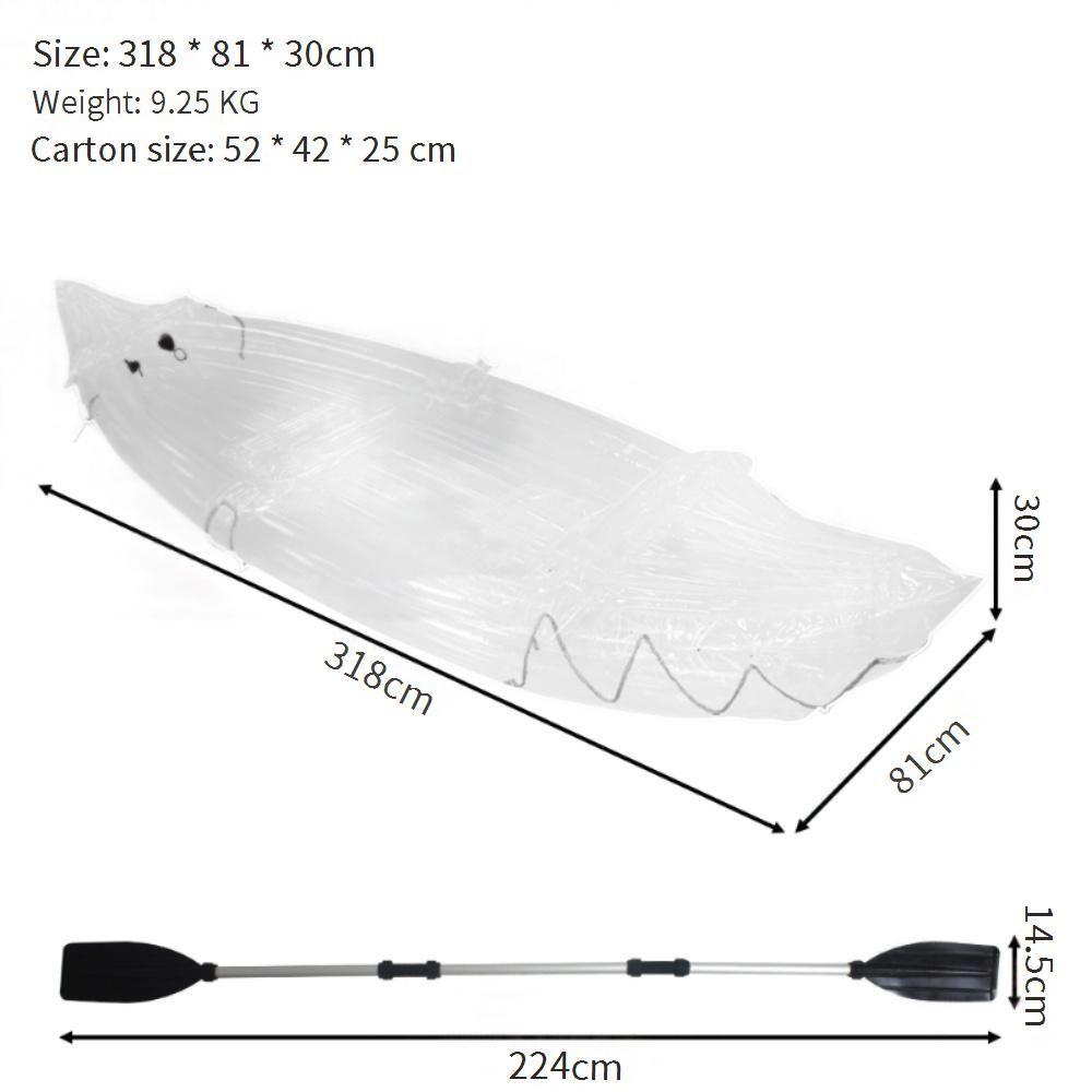 Transparent Inflatable Kayak - Heavy-Duty PVC Fishing Boat With Non-Slip Deck (Portable 1000D Reinforced Bottom Includes Pump & Repair Kit)_desvips.com