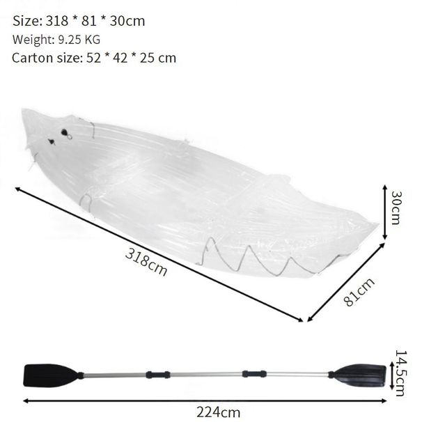 Transparent Inflatable Kayak - Heavy-Duty PVC Fishing Boat With Non-Slip Deck (Portable 1000D Reinforced Bottom Includes Pump & Repair Kit)_desvips.com