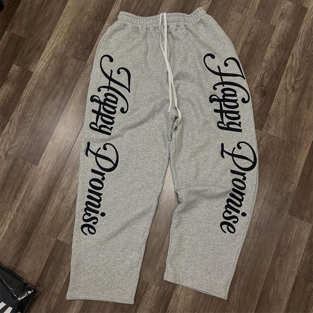 2026 European-USA Style Fashion Y2K High Street Dark Gothic Sweatpants Youth/Men Polyester Graffiti-Printed Elastic Casual Sport Long Pants_desvips.com