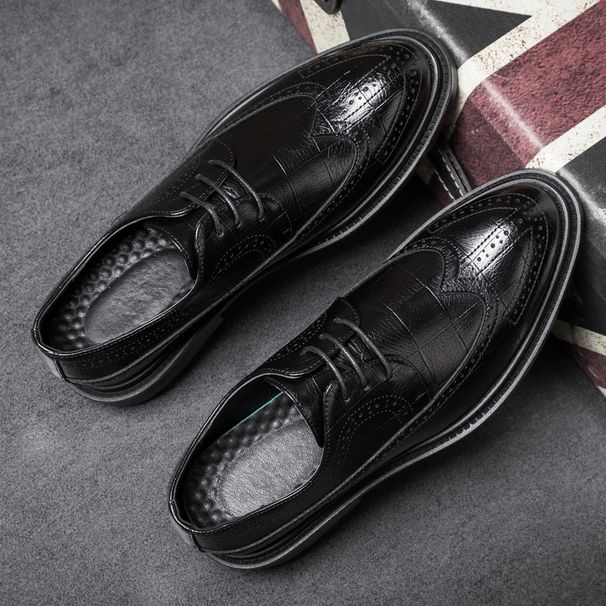 RenMou Xinyida Trendy Korean Version Business Formal Casual Men's Block Carved Pointed Leather Shoes 9701-H Exclusive Supply_desvips.com