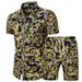 Men's Clothing Short Sleeve Shirt Printed Shirt Set _desvips.com
