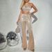women's fashion sexy halter neck vest sequins slim fit flared trousers two-piece set_desvips.com