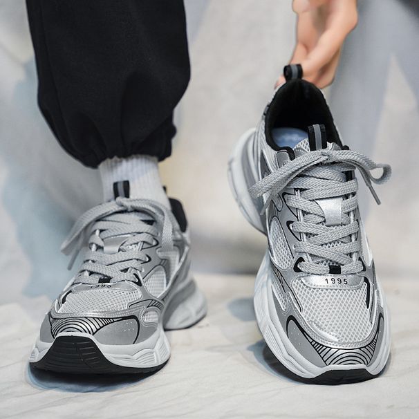 2025 Autumn New Breathable Mesh Dad Versatile Fashionable Wear-resistant Running Shoes Trendy Men's Sneakers_desvips.com