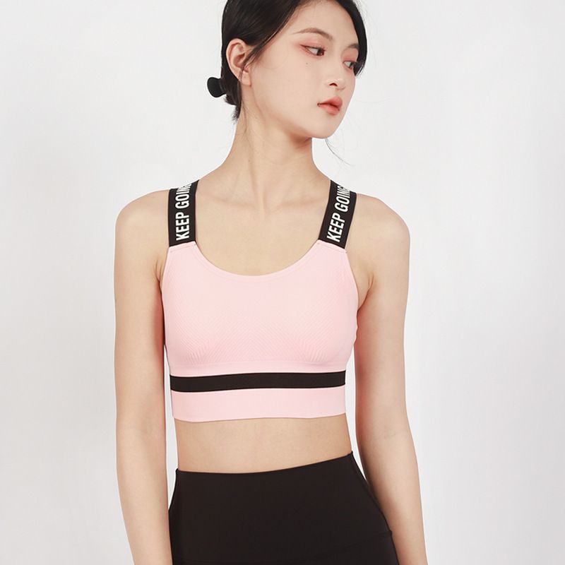 Women's Sports Casual Inner Wear Fitness Running Ribbon Letter Print Beautiful Back Yoga Bra_desvips.com