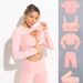 Plus Size Seamless Knitted Yoga Suit High Waist Spring Summer Fitness Sports Set Long Sleeve Hip Lifting For Women European American Style_desvips.com