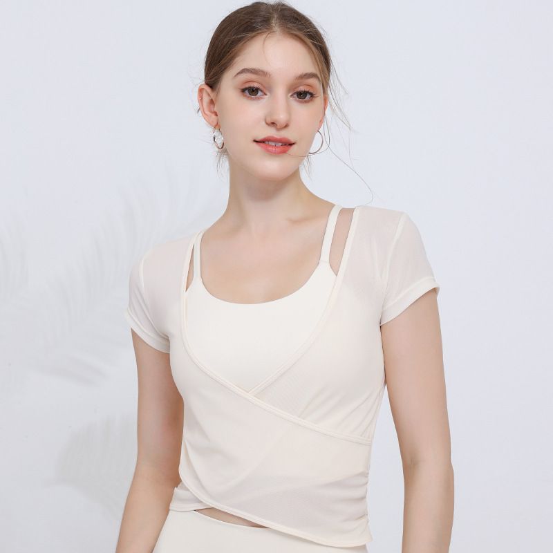 2-Piece Mesh Outerwear Slimming Sports Bra Set For Running Fitness Yoga Vest_desvips.com