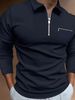 Men's Stylish Dual-Zip Collar Golf Polo Shirt - Breathable Cotton Blend Long Sleeve Activewear For Casual & Outdoor Sports (Multiple Colors Available)_desvips.com
