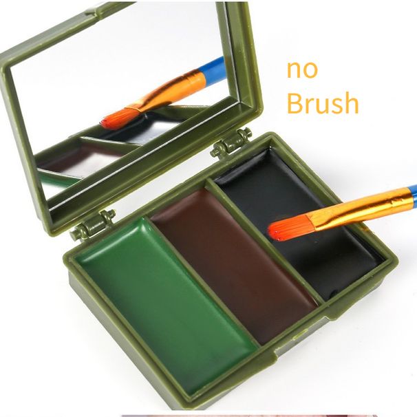 Outdoor Facial Camouflage Oil Military Training Cs Military Fan Tactical Face Three-color Camouflage Oil Box With Mirror_desvips.com