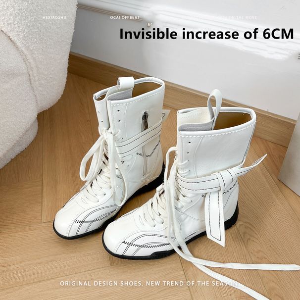 Designer Retro Insole Height-increasing Boxing Boots For Women 2025 New Autumn Flat Brown Ankle Boots With Laced Matte Leather Dr. Martens Boots_desvips.com