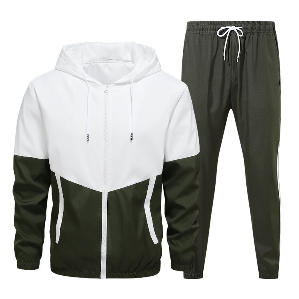 2026 Fashion Tracksuits Youth/Men Long Sleeve Zipper Hooded Sweatshirts + Lace-Up Sweatshirts Splicing 2 Piece Quick-Drying Sports Suit M-6XL_desvips.com