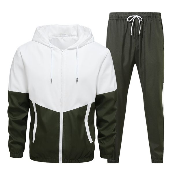 2026 Fashion Tracksuits Youth/Men Long Sleeve Zipper Hooded Sweatshirts + Lace-Up Sweatshirts Splicing 2 Piece Quick-Drying Sports Suit M-6XL_desvips.com