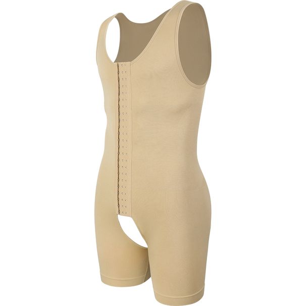 Men's Sleeveless Compression Shapewear Bodysuit Tummy Control Slimming Vest 3-Row Hooks Open Crotch Underwear For Daily_desvips.com
