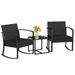 Homall 3-Piece Resin Outdoor Bistro Set With Rocking Chairs, Cushions, And Table For Porch, Poolside, Balcony, And Yard In Black_desvips.com