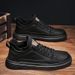 Men's shoes new spring black leather shoes non-slip wear-resistant lightweight board shoes trend with high sports and leisure_desvips.com