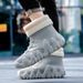 001 PVC Waterproof Men's Mid-Cut Snow Boots Thickened Sole Non-Slip Fashion Casual Fleece-Lined Warm Dual-Use Work Rubber_desvips.com