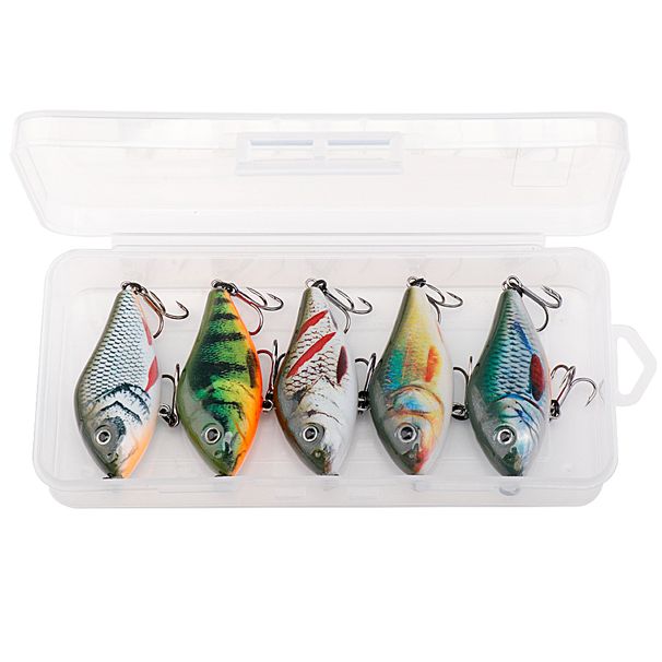 TREHOOK 5pcs/Box Slow Sinking Jerk Baits Pike Wobblers 6cm 13g Winter Fishing Lures Set Ratlin VIB Lure Jerkbait Quality Hooks_desvips.com