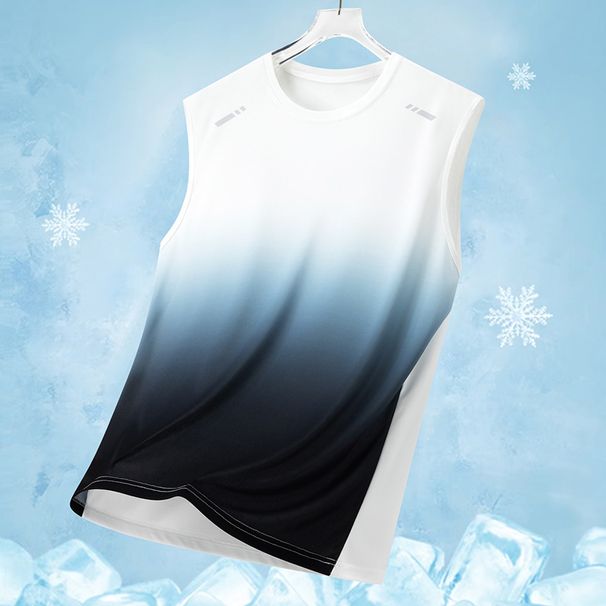 Summer Fashion Trend Ice Silk Loose Comfortable Casual T-shirt Outdoor Basketball Training Sweat Absorbing Quick Drying_desvips.com