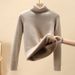 Women's Fleece-Lined High Neck Sweater - Warm Winter Knit Pullover With Soft Thermal Fabric, Cozy Casual Turtleneck Top For Cold Weather_desvips.com