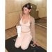 European American Light Pink Unmarked Yoga Pants Halter Neck Strap Floor Length Flare Long Fitness & Body Building Clothes For Women_desvips.com
