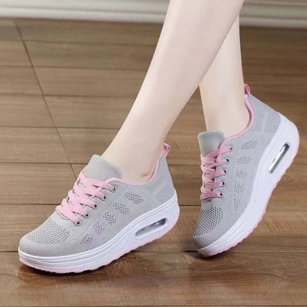 RenMou Women's Flying Weaving Mesh Breathable Casual Spring/Summer New Sports Trendy Thick Sole Mom Tall Size Shoes Exclusive Supply_desvips.com