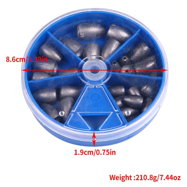29PCS/BOX Fishing Sinker Weights Texas Rig Bullet Jig Head Texas Rig For Bass 3.5g/5g/7g/10g Fishing Tackle_desvips.com