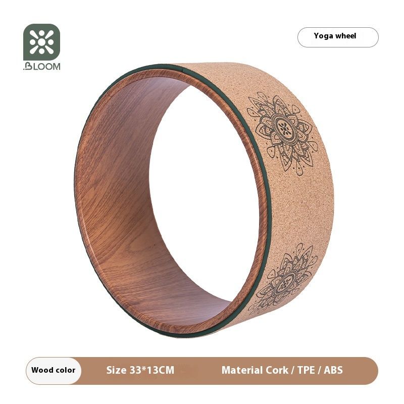 Permu Thickened Home Fitness Equipment Wheel Yoga Cork Durable Back Opening Pilates Circle_desvips.com