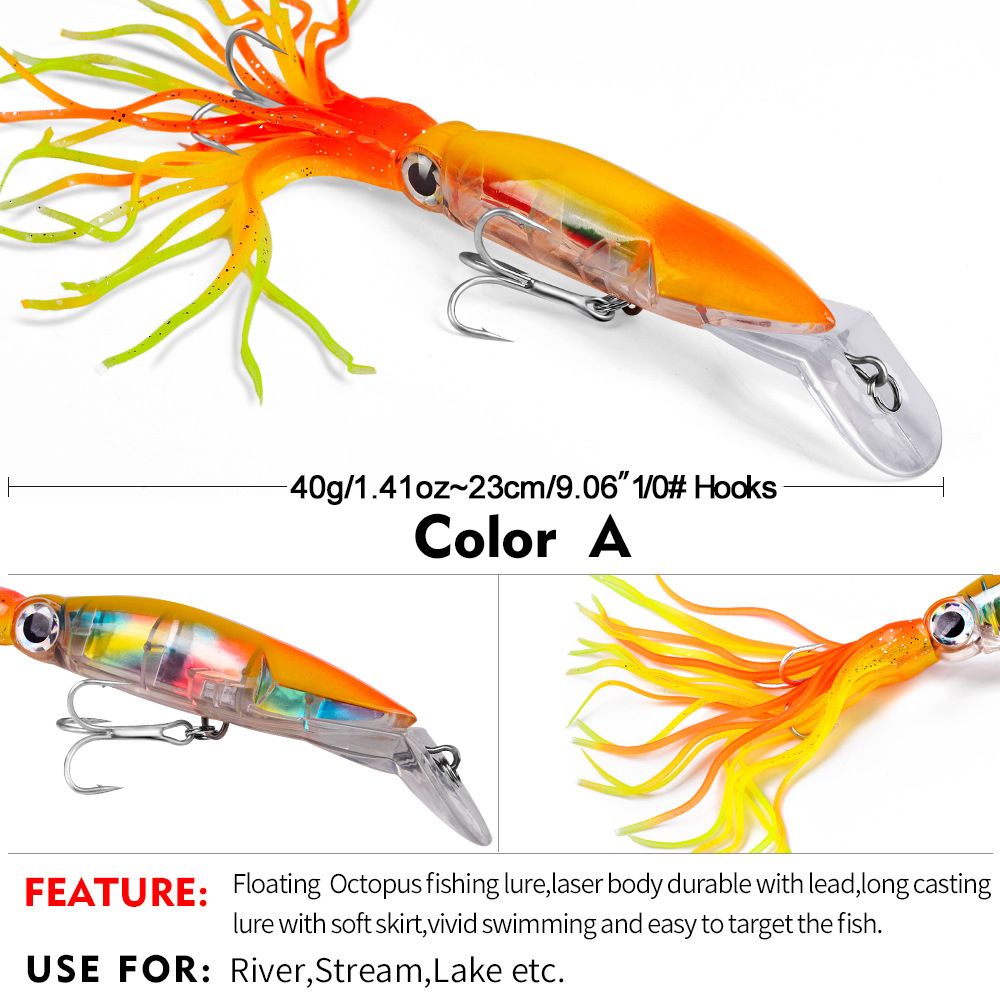 Simulated New 14cm Plastic Lure With Mustache Squid Hard 40g Sea Fishing Bait DW32_desvips.com