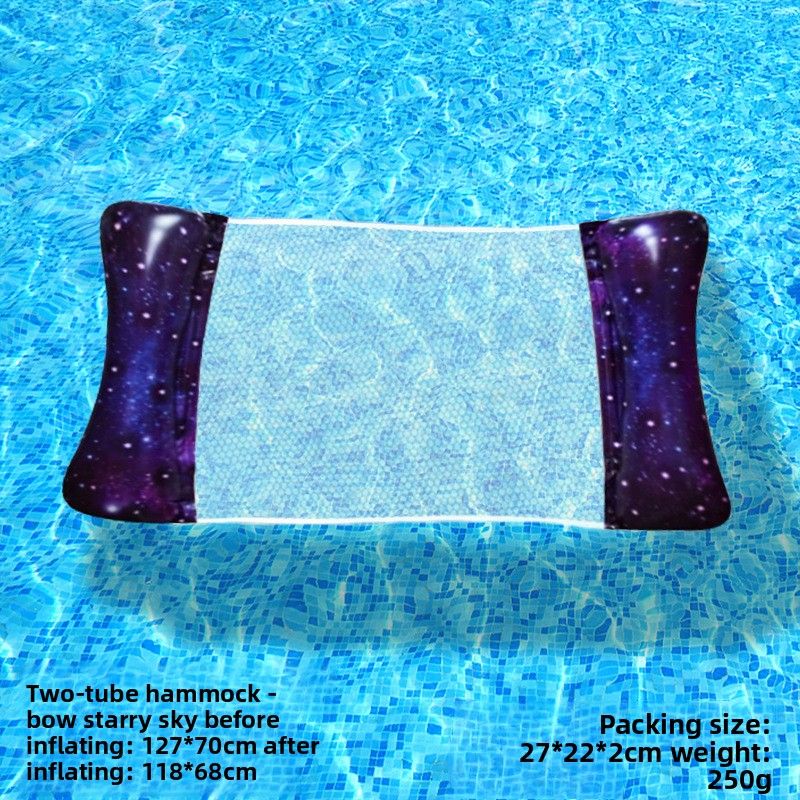 Inflatable Floating Lounger With Backrest - Foldable Striped Pool Float For Water Relaxation Beach & Lake (Quick-Dry Mesh & Portable Design)_desvips.com