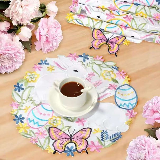 New Easter-themed Cross-border Rabbit Hollow Embroidery Tablecloth, Table Runner, Dining Coffee Table, TV Cabinet, And_desvips.com