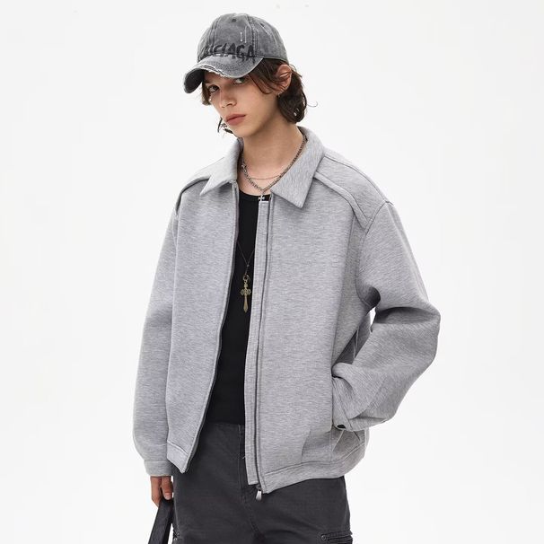 retro Jacket, Trendy Brand, European American Street Style, Simple Short Jacket Spring And Autumn, Cleanfit Solid Color_desvips.com