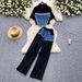 Women's Clothing denim patchwork distressed suit_desvips.com