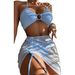 Women's 3 Piece Swimsuit Neck Ring Bikini Set With Cover Skirt_desvips.com
