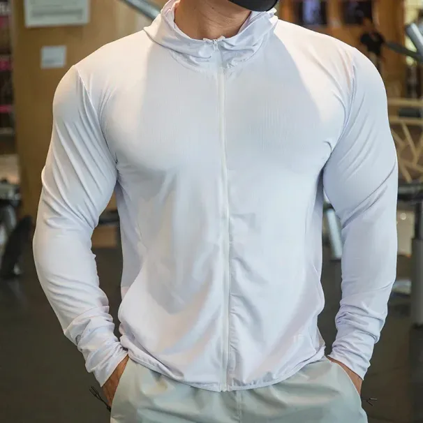 2024 Spring And Autumn New Men's Sports Casual Running Exercise Gym Training Thin Hooded Zipper Long Sleeve Hoodie_desvips.com