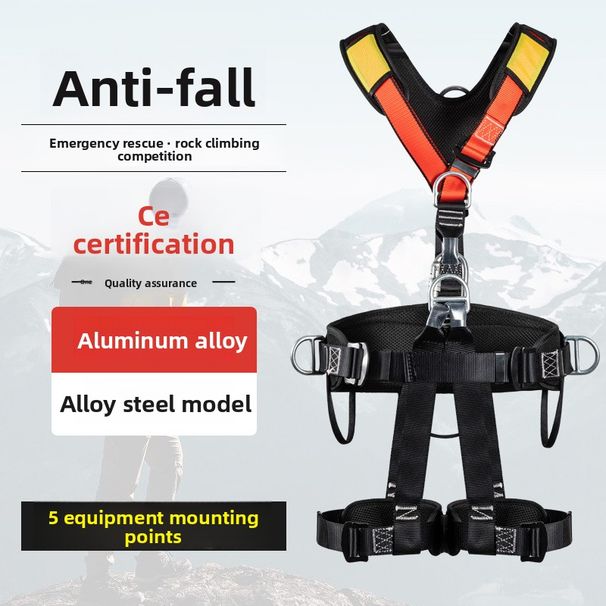 Cross-Border Full Body Five-Point Harness Climbing Emergency Rescue Rapid Descent Equipment Safety Rope Set_desvips.com