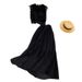 Women's fashion high-waisted lean pressed chiffon skirt two-piece set_desvips.com