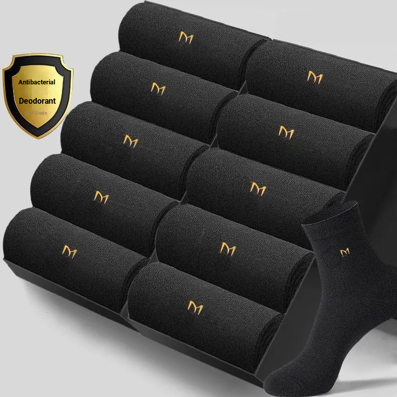 Antibacterial Cotton Mid-leg Socks Four-season Business Breathable, Sweat-absorbing, And Odor-proof Cotton Men's Socks_desvips.com