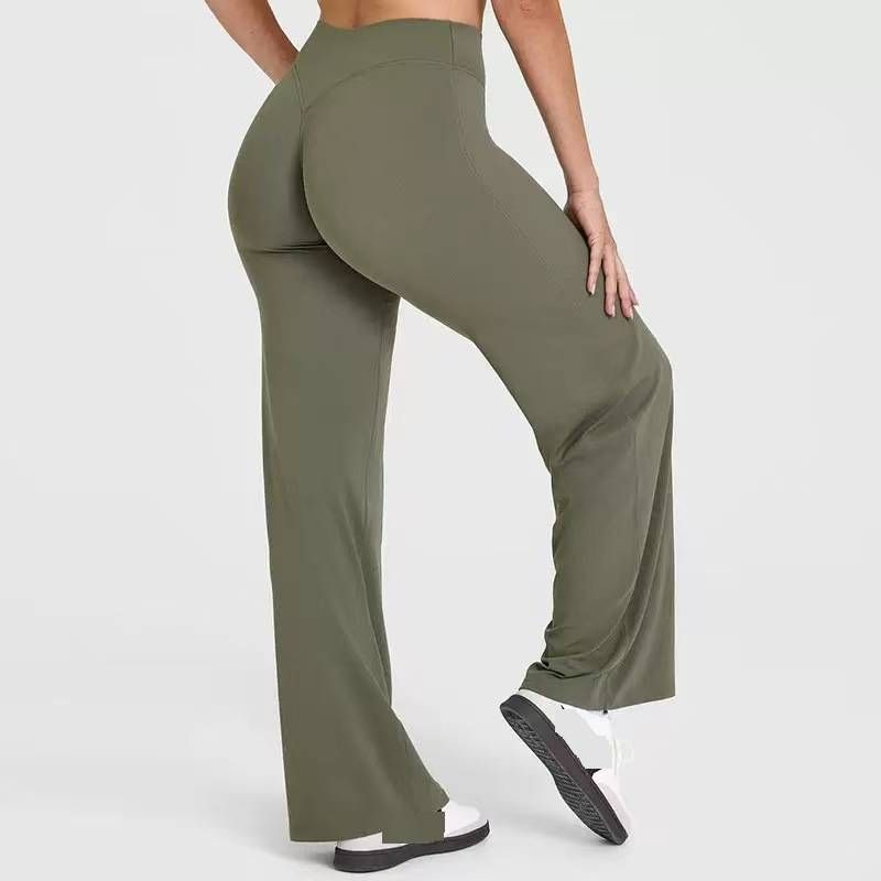Nude Feel Wide Leg Yoga Pants High Waisted Sports Fitness Tights For Women Butt Lifting And Shaping Peach Silhouette Cross Border Alternative_desvips.com