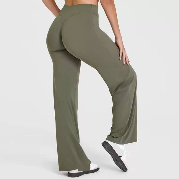 Nude Feel Wide Leg Yoga Pants High Waisted Sports Fitness Tights For Women Butt Lifting And Shaping Peach Silhouette Cross Border Alternative_desvips.com