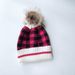 Foreign Trade Autumn Winter Christmas New Block Large Plaid Knitted Warm With Pom-Pom Comfortable Solid Color Yarn Hat_desvips.com