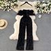 Women's Clothing elegant temperament jumpsuit female ins wear one shoulder fur splicing sequins slim trousers_desvips.com