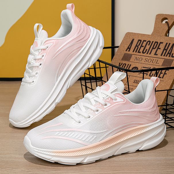 Women's Sneakers - Breathable Knit Running Shoes With Thick Soft Sole For Summer, Spring & Fall - Casual Streetwear With Cushioned Midsole & Round Toe_desvips.com