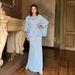 Women's Clothing Autumn New Round Neck Bat Sleeve Waist Slim Dress Suit for Women_desvips.com