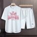 Men's Clothing 2024 Waffle Casual Summer Suit Men's Loose Teen Short sleeved T shirt Shorts Handsome Two piece Suit_desvips.com
