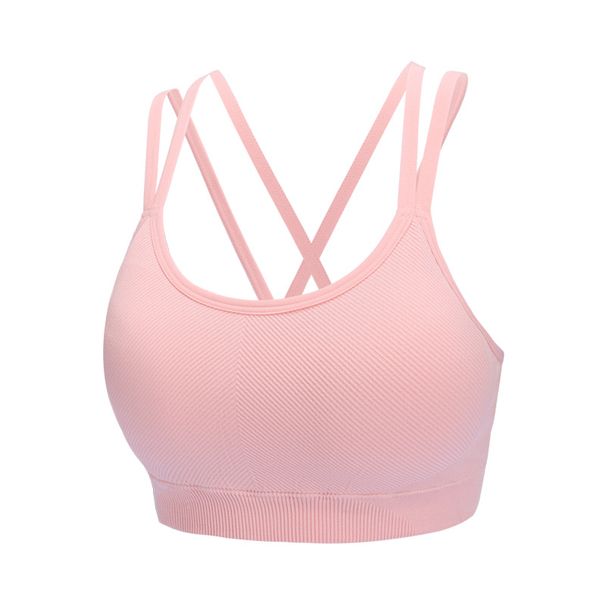 Summer New Double Strap Fitness Running Sports Sexy Backless Push-Up Shockproof Seamless Yoga Bra_desvips.com