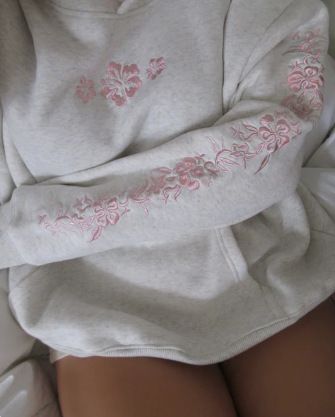 Floral Embroidery Hooded Pullover Sweatshirt Long Sleeve Casual Loose New Hot Sale_desvips.com
