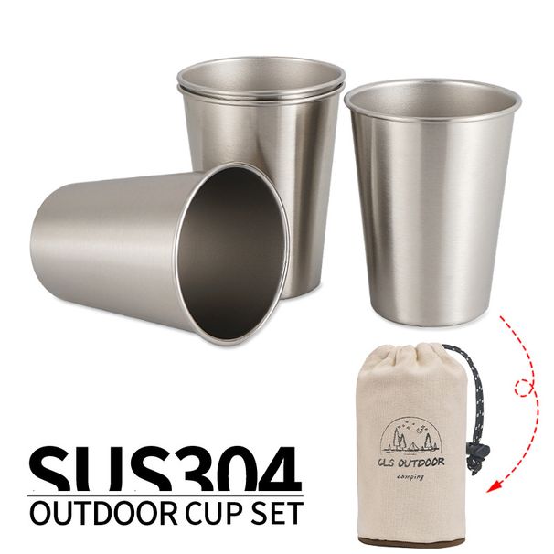 Camping Cups Set - 6-Piece Stainless Steel Drinkware For Beer & Liquor Durable & Rust-Proof Portable For Outdoor Picnics Hiking & Home Bar Use_desvips.com